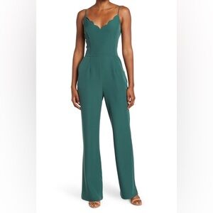 Emerald Green Scallop Jumpsuit | Christmas Party Outfit